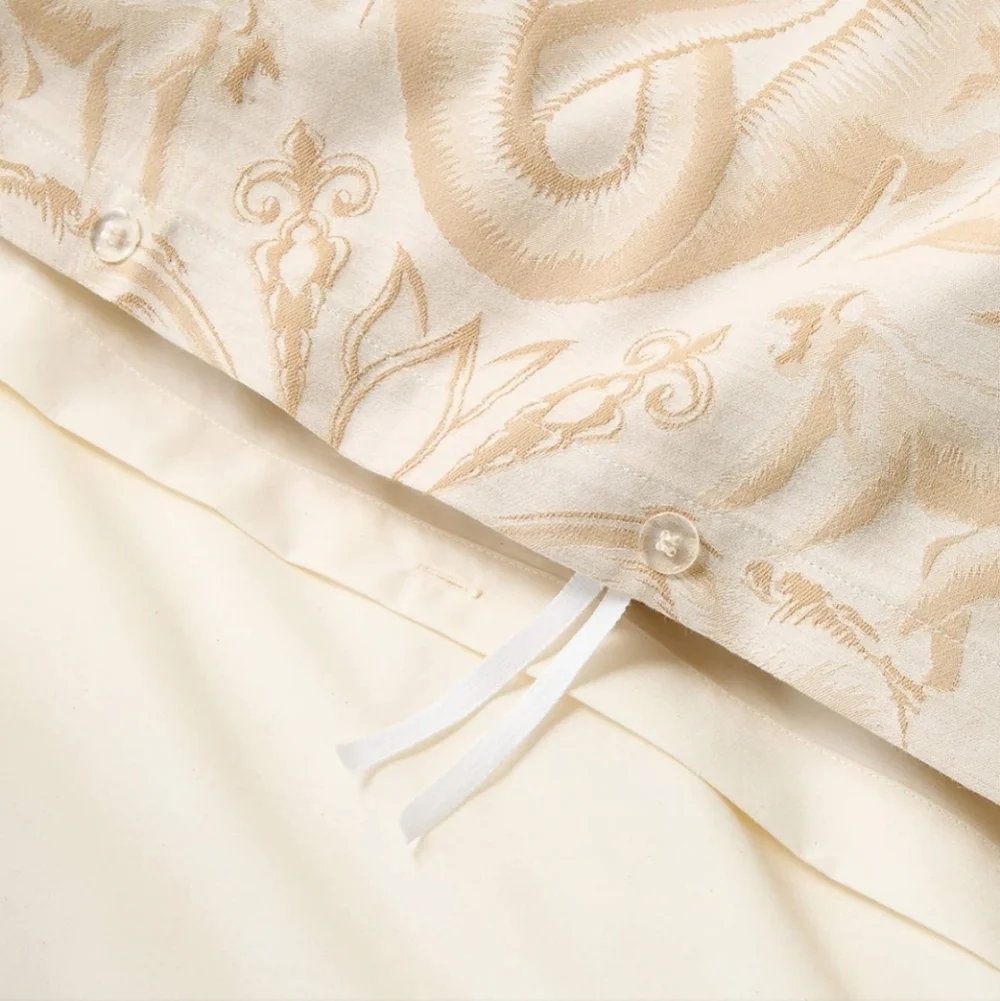 ❤️BUY 2 GET 1 FREE Entwined Elephants Natural King Duvet Cover,The White Lotus